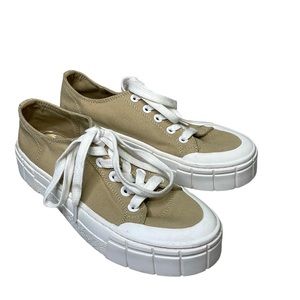 Mad Love Lennie Lace up Canvas SNEAKERS Women's Size 8 Tan Beige